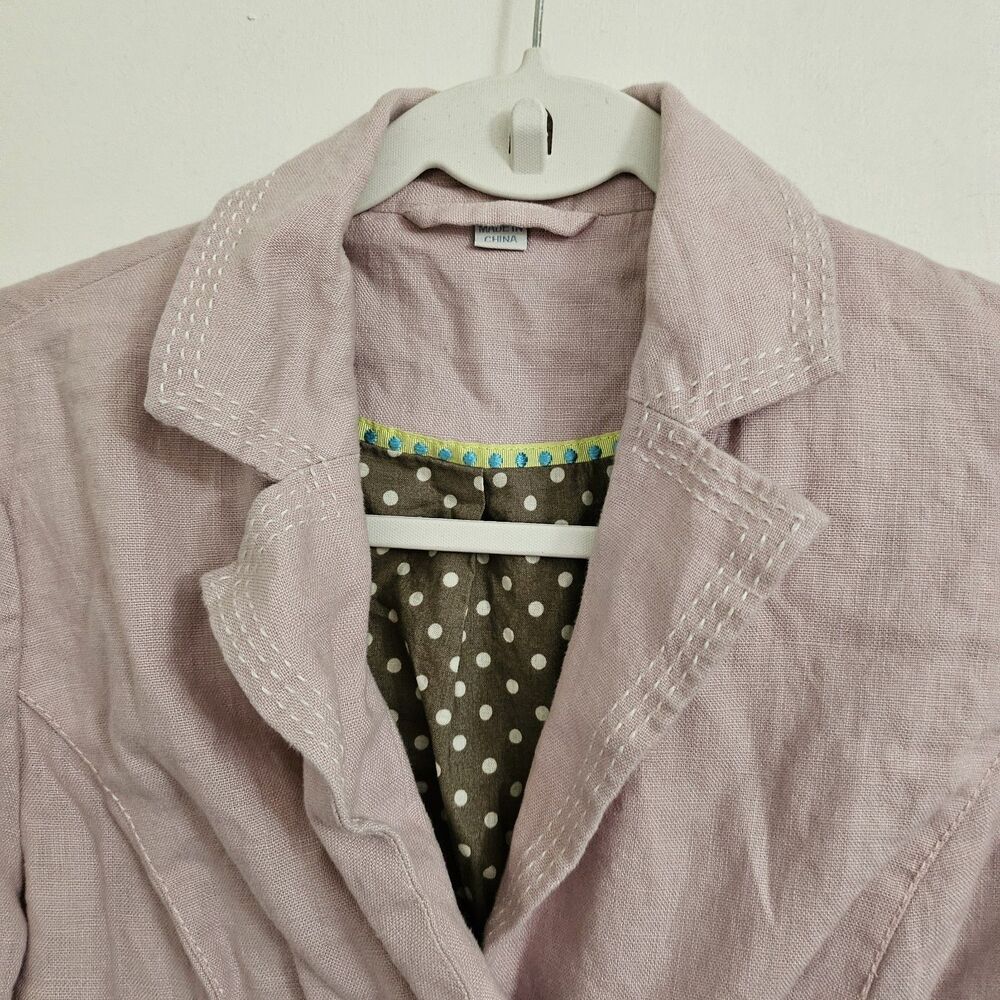 Boden Linen Blazer Jacket Womens 4 Lilac Pink Button Front Longsleeve Office - Picture 4 of 10